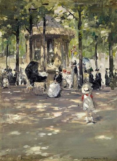 art oil painting reproduction of  Herbert James Gunn Le Petit Caf Tuileries Paris 1913 museum quality handmade