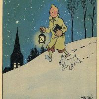 Herge Tintin Et Milou Joyeux Noel Ca 1944 Hand Painted Reproduction