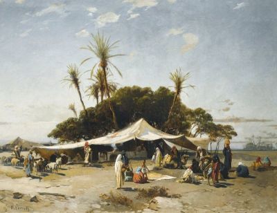 art oil painting reproduction of  Hermann David Salomon Corrodi A Camp In The Desert museum quality handmade