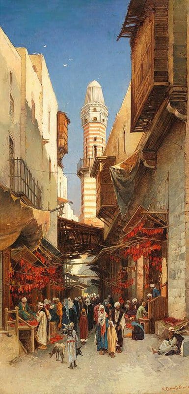 Hermann David Salomon Corrodi A Market In Cairo museum quality