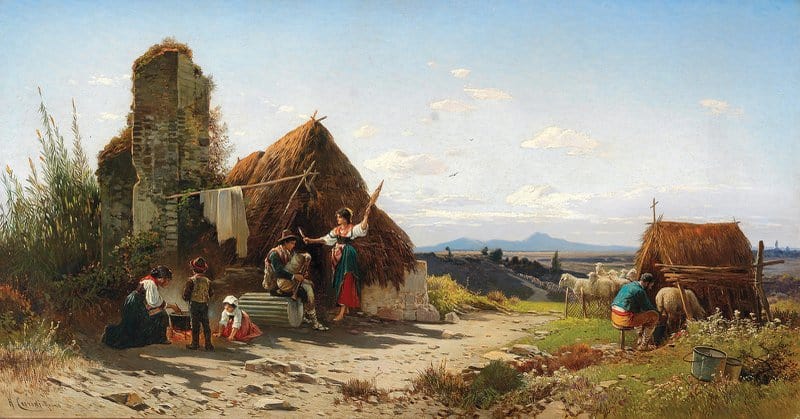 Hermann David Salomon Corrodi A Scene Of Daily Life In The Roman Campagna museum quality