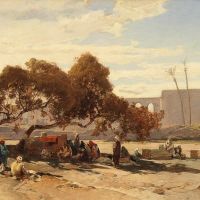 Hermann David Salomon Corrodi Figures Resting In The Shade Of A Ruined Temple
