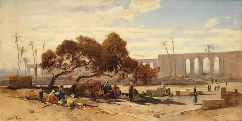 Hermann David Salomon Corrodi Figures Resting In The Shade Of A Ruined Temple museum quality