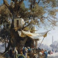 Hermann David Salomon Corrodi Gathering Under The Tree Shade
