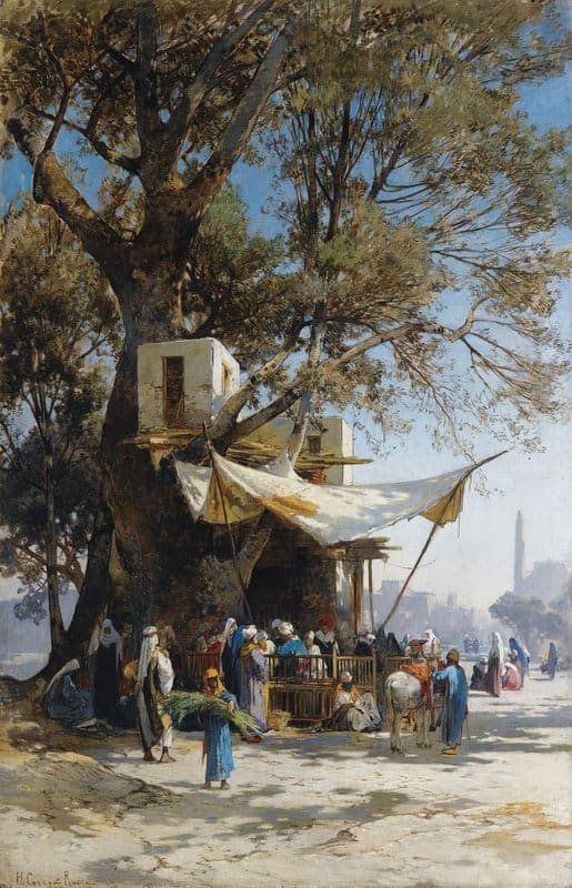 Hermann David Salomon Corrodi Gathering Under The Tree Shade museum quality