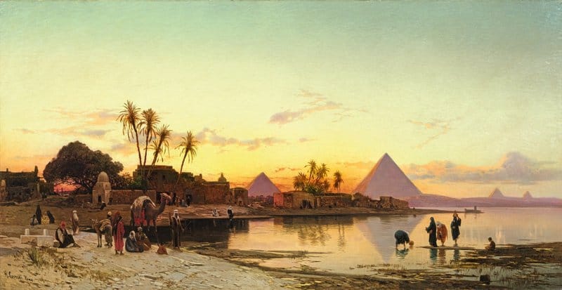 Hermann David Salomon Corrodi On The Banks Of The Nile Giza Beyond museum quality