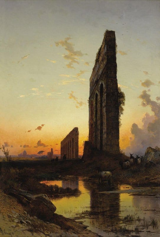 Hermann David Salomon Corrodi Ruins In The Roman Campagna museum quality