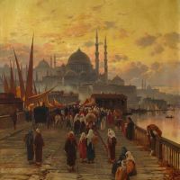 Hermann David Salomon Corrodi The Galata Bridge Constantinople Before 1900