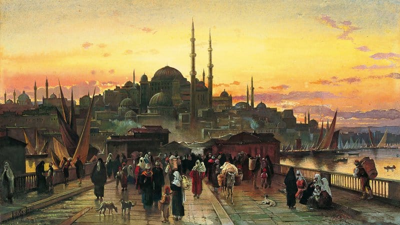 Hermann David Salomon Corrodi The Golden Horn Galata Bridge Constantinople museum quality
