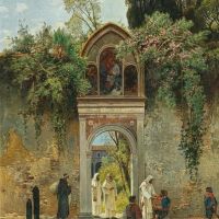 Hermann David Salomon Corrodi Venice At The Gate Of The Island Monastery Of San Lazzaro