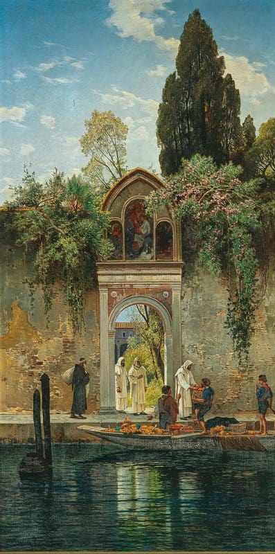 Hermann David Salomon Corrodi Venice At The Gate Of The Island Monastery Of San Lazzaro museum quality