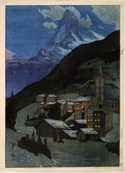 art oil painting reproduction of  Hiroshi Yashida Matterhorn Night - 1925 museum quality handmade