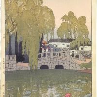 Hiroshi Yoshida Willow And Stone Bridge 1926 Hand Painted Reproduction