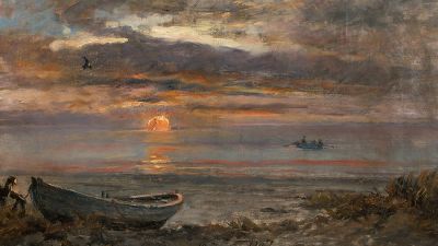 art oil painting reproduction of  Holger Henrik Herholdt Drachmann Sunset On A January Day In Skagen 1907 museum quality handmade