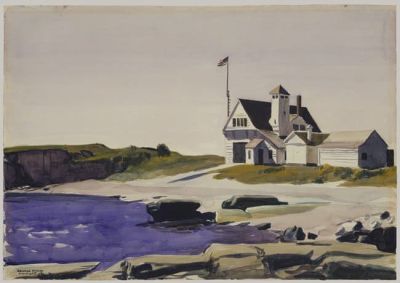 art oil painting reproduction of  Hopper Coast Guard Station Two Lights Maine museum quality handmade