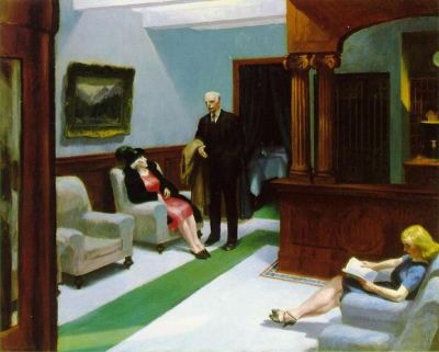 art oil painting reproduction of  Hopper Hotel Lobby museum quality handmade