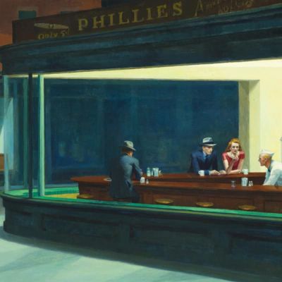 art oil painting reproduction of  Hopper Nighthawks Squared Hand Painted Reproduction museum quality handmade