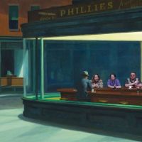 Hopper Nighthawks With The Big Lebowski artwork on canvas