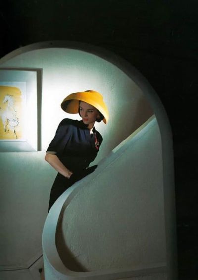 art oil painting reproduction of  Horst Paul Albert Bohrmann Model Wearing Yellow Felt Hat Taken For Vogue - 1943 museum quality handmade