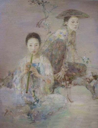 art oil painting reproduction of  Hu Jundi Untitled 2 Girls museum quality handmade