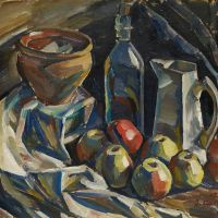 Ilmari Aalto Still Life With Jug Pot Bottle And Apples 1922
