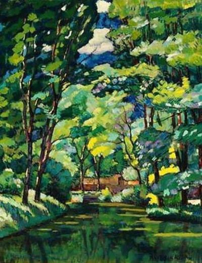 art oil painting reproduction of  Ilya Mashkov Landscape With A Pond 1921 museum quality handmade