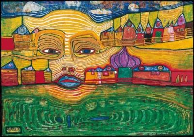 art oil painting reproduction of  Hundertwasser - Irinaland Other The Balkans By Hundertwasser museum quality handmade