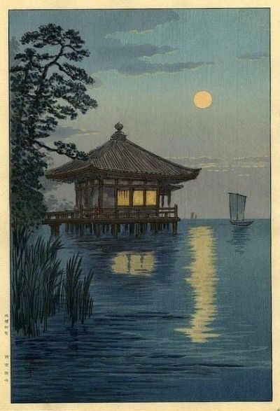 art oil painting reproduction of  Ito Yuhan Ukimido Shrine At Lake Biwa 1930 museum quality handmade