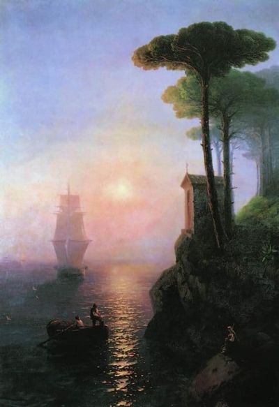 art oil painting reproduction of  Ivan Aivazovski Misty Morning In Italy 1864 museum quality handmade