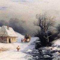 Ivan Aivazovsky Little Russian Ox Cart In Winter 1866 Hand Painted Reproduction