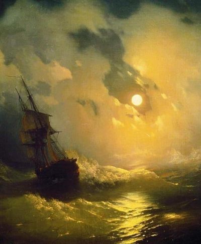 art oil painting reproduction of  Ivan Aivazovsky Sea View By Moonlight - 1849 museum quality handmade