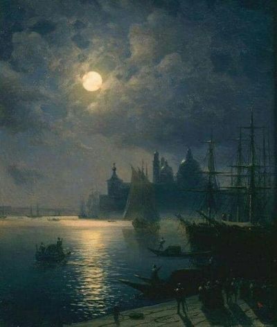 art oil painting reproduction of  Ivan Aivazovsky Venice In Moonlight museum quality handmade