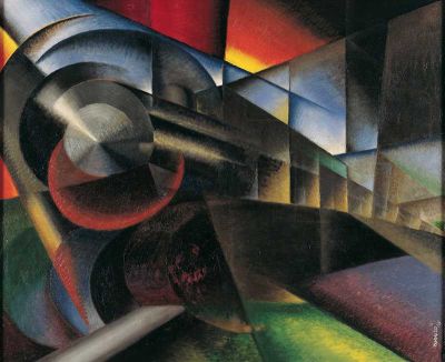 art oil painting reproduction of  Ivo Pannaggi Speeding Train 1922 museum quality handmade