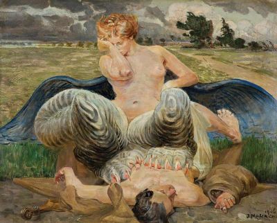 art oil painting reproduction of  Jacek Malczewski Artist And Chimera - 1906 museum quality handmade