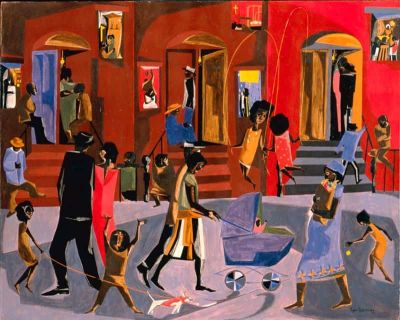 art oil painting reproduction of  Jacob Lawrence Brownstone 1958 museum quality handmade
