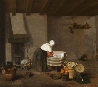 art oil painting reproduction of  Jacob Vrel Interior With A Woman Doing The Laundry 1650 museum quality handmade