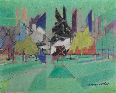 art oil painting reproduction of  Jacques Villon Paysage Au Cedre Noir 1946 museum quality handmade