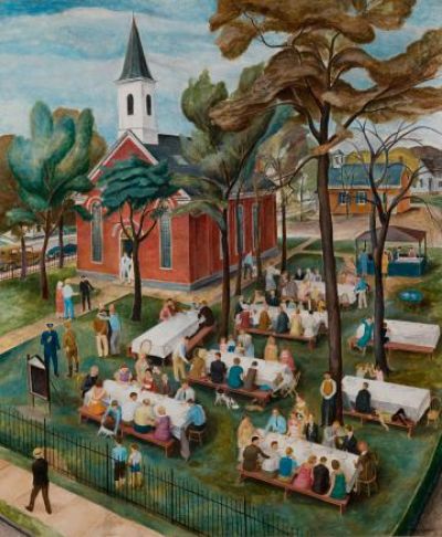 art oil painting reproduction of  James Baare Turnbull The Church Supper 1934 museum quality handmade