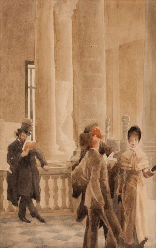 James Tissot Foreign Visitors At The Louvre Visiteurs Trangers Au Louvre C. 1883 museum quality