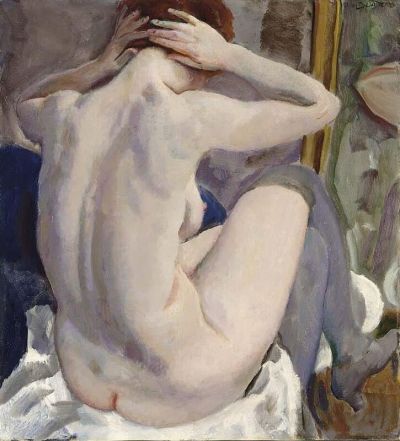 art oil painting reproduction of  Jan Sluijters Zittend Naakt Voor Een Spiegel C. 1925 museum quality handmade