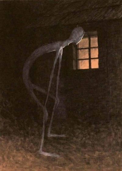 art oil painting reproduction of  Jaroslav Panuska Death Looking Into The Window Of One Dying museum quality handmade