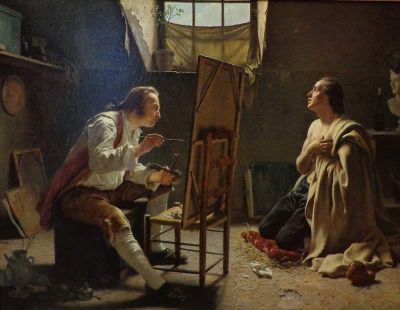 art oil painting reproduction of  Jean-alphonse Roehn Le Peintre Et Son Modele museum quality handmade