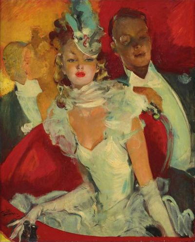 art oil painting reproduction of  Jean-gabriel Domergue Couple At The Opera 1935 museum quality handmade