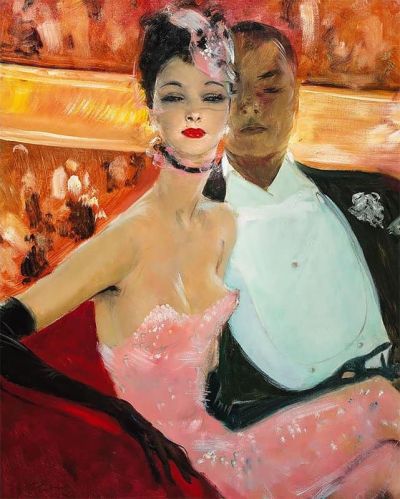 art oil painting reproduction of  Jean-gabriel Domergue La Loge De L Opera museum quality handmade
