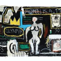 Jean-michel Basquiat Crown Hotel - Mona Lisa Black Background 1982 Hand Painted Reproduction