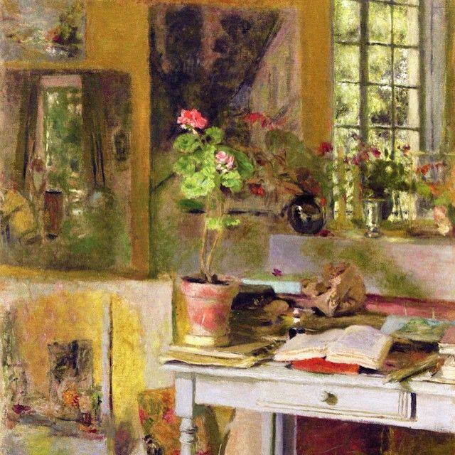 Jean Edouard Vuillard Geranium On A Blue Table - 1932 museum quality
