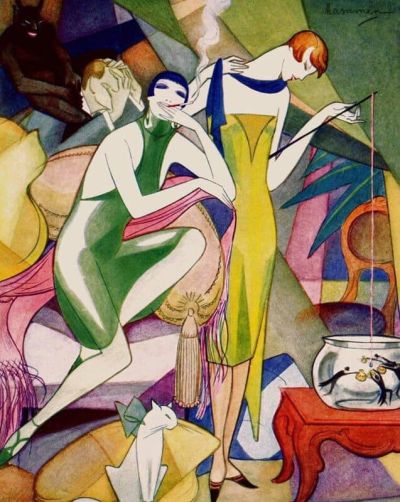 art oil painting reproduction of  Jeanne Mammen Gold Fischfang 1925 museum quality handmade