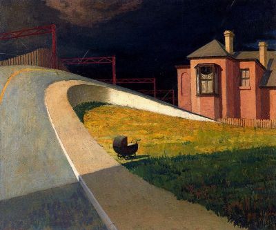 art oil painting reproduction of  Jeffrey Smart Approaching Storm By Railway 1955 museum quality handmade
