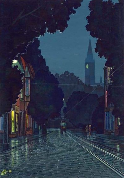 art oil painting reproduction of  Jerzy Szel Gowski Nokturn - 1961 museum quality handmade