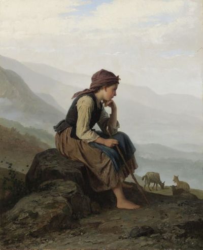 art oil painting reproduction of  Johann Georg Meyer Von Bremen Die Ziegenhirtin museum quality handmade